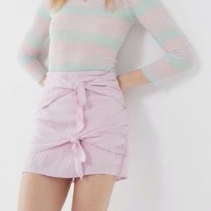 Urban Outfitters Poppy Linen Double-Knot Mini Skirt